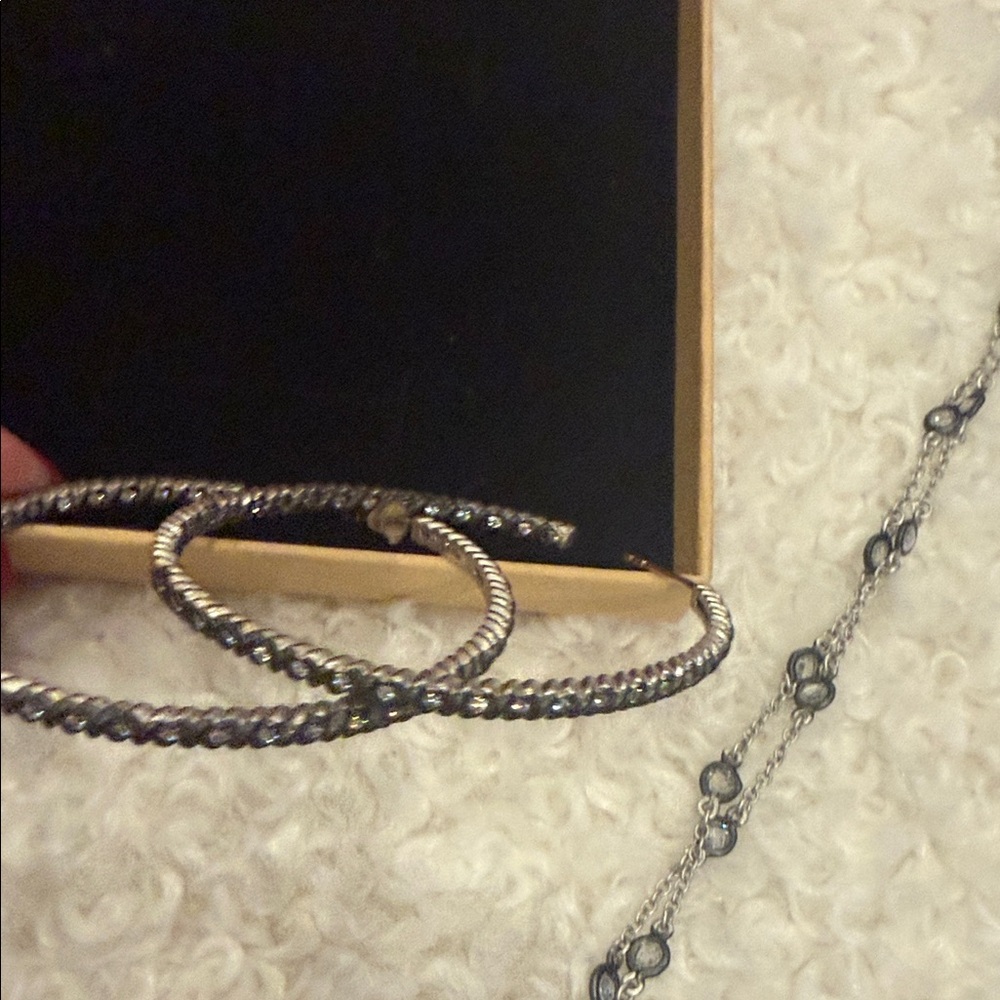 Stylish Silver and Black Hoop Earrings